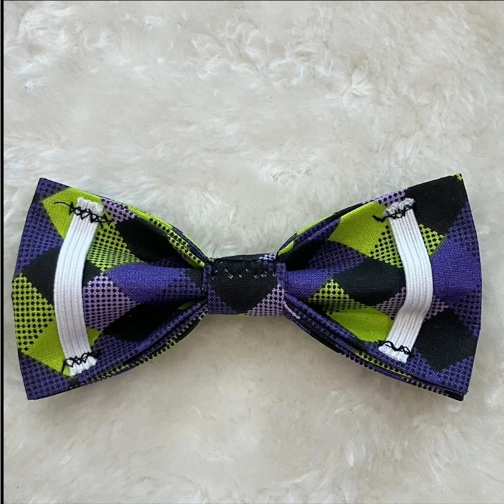 Pet Bowtie Green, Purple, & Black Plaid